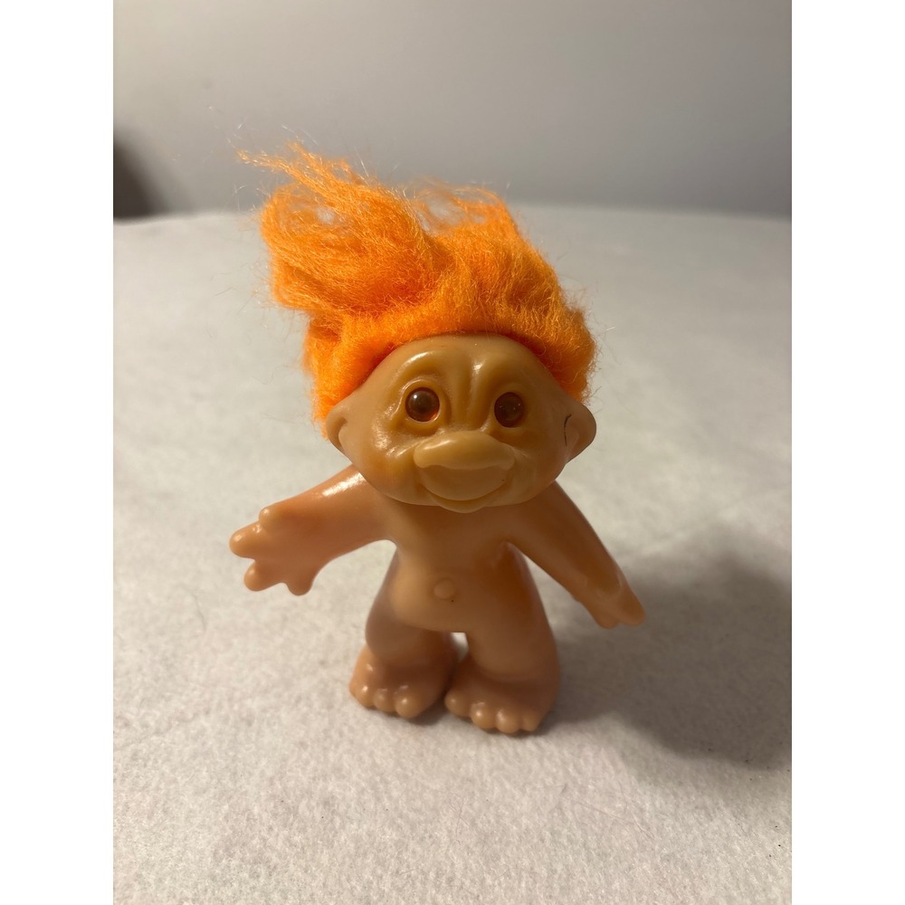 Vintage 1986 Dam Troll‎ Doll Orange Hair Amber Eyes 3 In Mini Figure Collectible
